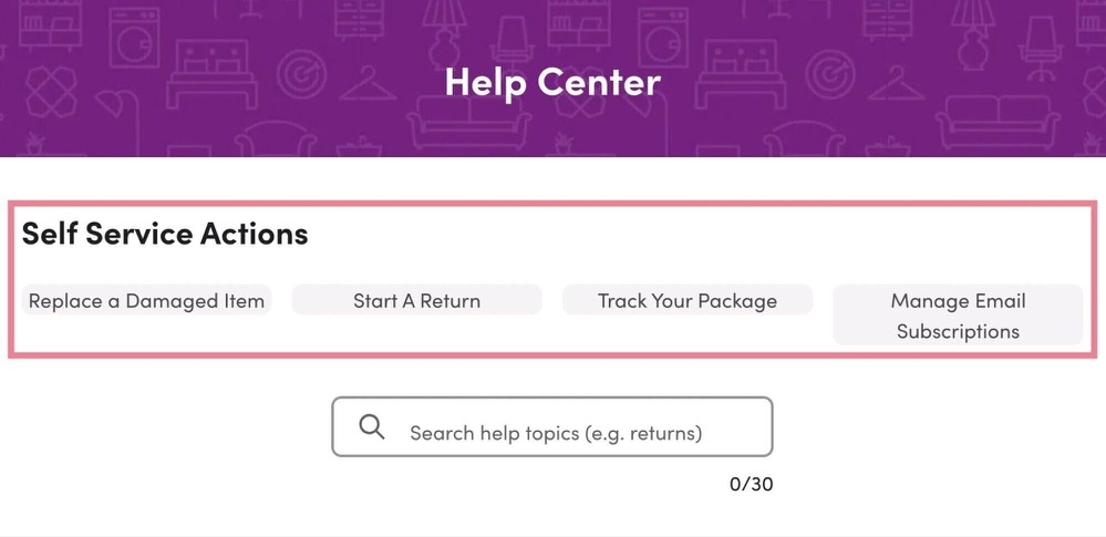 Wayfair的FAQ页面