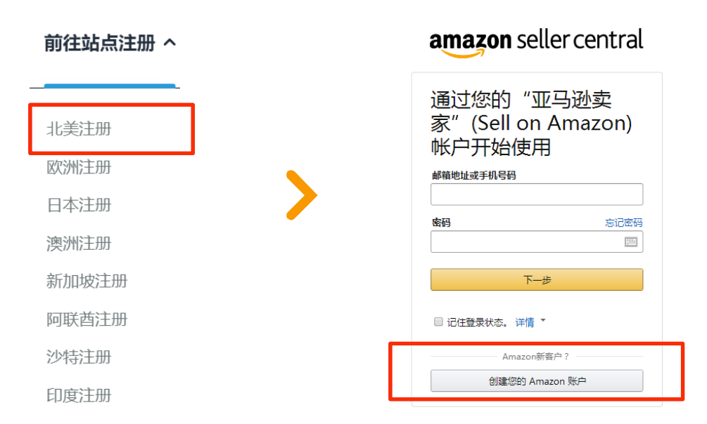 注册美国亚马逊卖家账户 步骤1